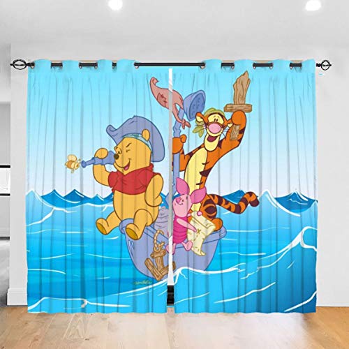 HADIHADI Winnie Pooh - Cortina opaca para dormitorio o sala de estar, habitación de los niños, 132 x 213 cm, 2 paneles