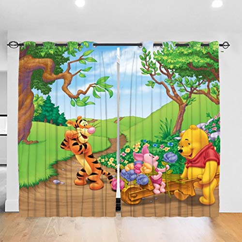 HADIHADI Winnie Pooh - Cortina opaca para dormitorio o sala de estar, habitación de los niños, 132 x 213 cm, 2 paneles