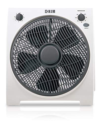 HJM VB30 Box-fan Ventilador potente y silencioso, 45 W, Plástico, 3 Velocidades, Blanco