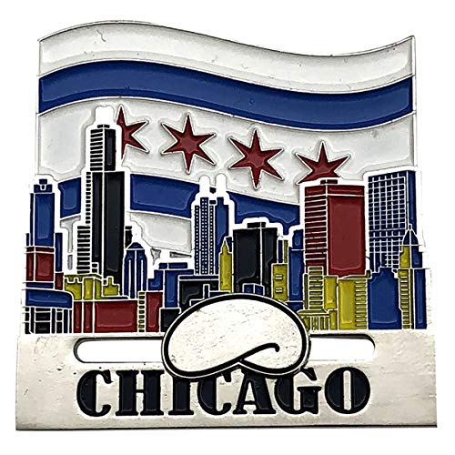 Imán móvil con diseño de bandera de Chicago City Skyline