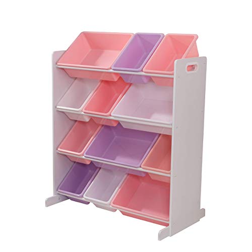 KidKraft- Mueble clasificador y organizador de juguetes con 12 contenedores en colores pastel y blanco para cuarto infantil Sort It & Store It , Color Pastel y Blanco (15450)