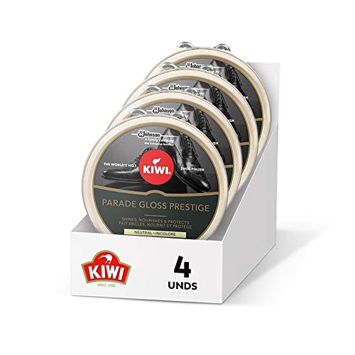 Kiwi - Lata de Crema incolora, Abrillanta, Nutre y Protege el calzado, 50ml, Pack de 4