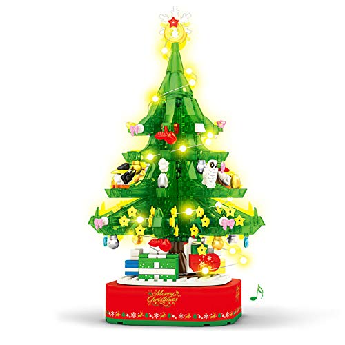 LCAZ Caja de música giratoria para árbol de Navidad con luz, caja de música de árbol de Navidad, regalo de ciudad para niñas y mujeres