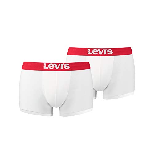 Levi's LEVIS MEN SOLID BASIC TRUNK 2P Bóxer, Blanco (White/White 317), Medium (Pack de 2) para Hombre