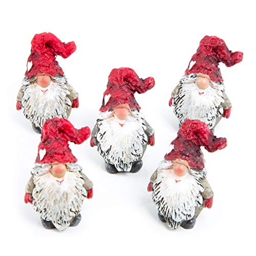 Logbuch-Verlag 5 pequeñas figuras de gnomo rojo, blanco y gris – Mini figuras de gnomo como pequeño regalo de Navidad