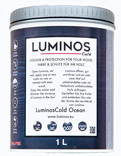 Luminos Cold - LUM1151 - OCEAN - Barniz Lasur al Agua Protector para Madera Exterior Reflectante IR. Color Azul Oceano .1L