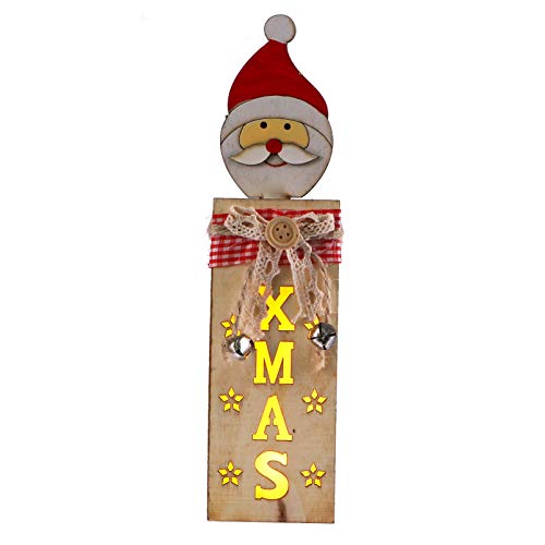 Luoem - Adornos luminosos para Navidad, Papá Noel, muñeco de nieve, reno de madera de Navidad, luz nocturna, centros de mesa, decoración para la casa de Navidad