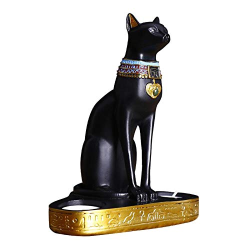 MagiDeal Resina Gato de la Suerte Estatua candelita portavelas Gato Egipcio estatuilla Animal Escultura hogar Oficina Escritorio decoración Regalo Accesorios