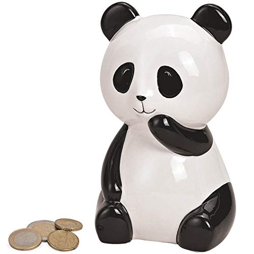 matches21 - Hucha con forma de oso panda y oso panda de cerámica blanco/negro, 1 unidad, 10 x 10 x 15 cm