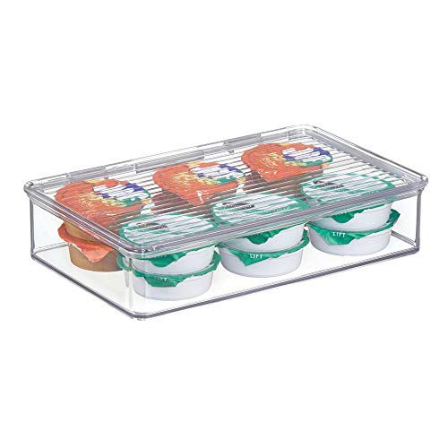 mDesign Fiambrera con tapa para nevera - Recipiente transparente para refrigerador - Envases de plastico para alimentos ideal para comida de bebé - plástico transparente