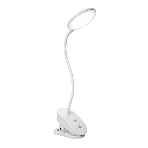 Miady - Lámpara de lectura con pinza (18 ledes, batería recargable por USB, 3 niveles de luminosidad, protección ocular, control táctil, 360°, cuello flexible de cisne
