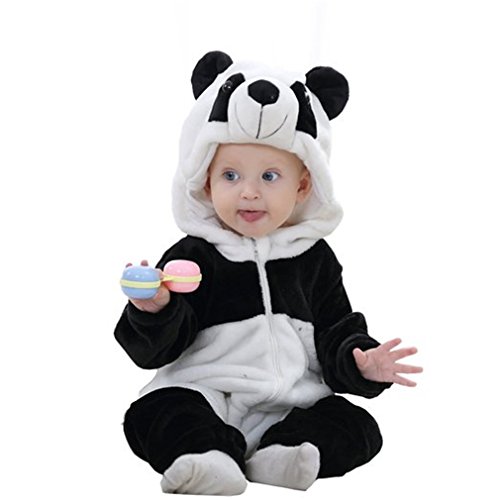 MICHLEY Bebé Ropa Mameluco Niños Niñas Pelele Pijama de Primavera y otoño Franela Traje de Animales Panda-90cm