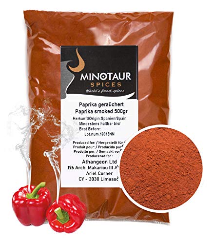 Minotaur Spices | Pimentón Ahumado | 2 X 500g (1 kg) | Pimentón en Polvo Ahumado