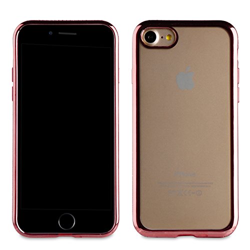 Muvit Life DIAM - Funda Flexible para Apple iPhone 8/7, con Cristales y Marco Color Rose Gold