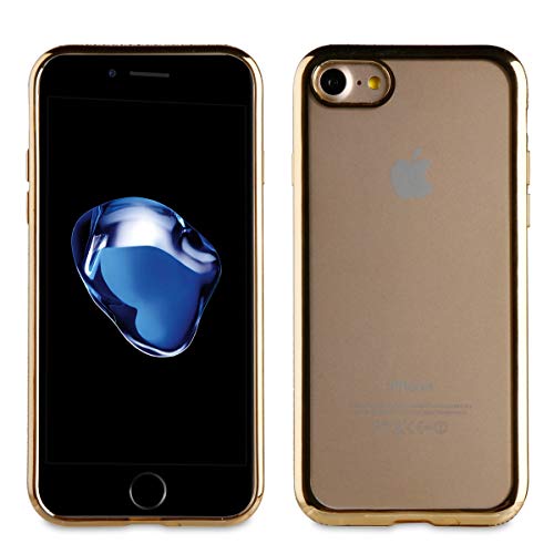 Muvit Life DIAM - Funda Flexible para Apple iPhone 8/7, con Cristales y Marco Dorado