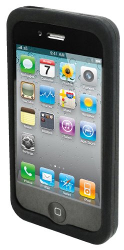 Muvit MUCCP0350 - Funda de silicona + protector de pantalla para Apple iPhone 4/4S, negro