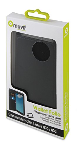 Muvit Wallet Folio - Funda con función soporte y tarjetero para Nokia Lumia 635, negro