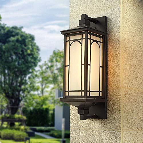 NBVCX Home Accessories Waterproof American LED Wall Porch Lights Creative Outdoor Garden Street Villa Bronze Wall Lantern E26 Exterior Wall Sconce with Clear Seeded Glass
