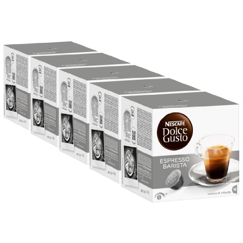 Nescafé Dolce Gusto Espresso Barista, Fuerte, Paquete de 5, 5 x 16 Cápsulas