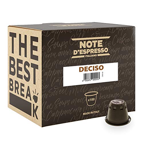 Note d'Espresso - Cápsulas de café, Exclusivamente compatibles con cafeteras Nespresso, Deciso, 5.6 g x 100