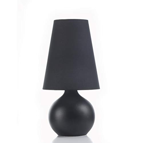 ONLI - Lámpara de mesa de color negro con base de cerámica y pantalla cónica de tela
