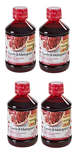Optima – Corazón de granada Concentrado con Oxy3 – 4 paquetes de 500 ml bañado, Tonico Para La Circulación