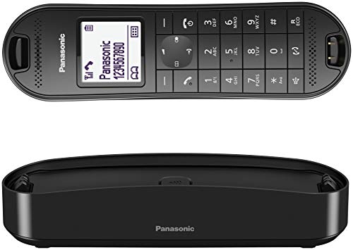 Panasonic KX-TGK310 - Teléfono fijo inalámbrico de diseño (LCD, identificador de llamadas, agenda de 120 números, bloqueo de llamada, modo ECO Plus), color negro