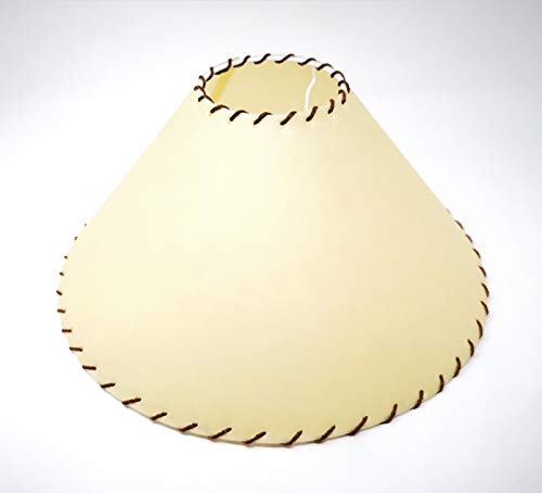 Pantalla de tela para lámpara de pie (forma cónica, diámetro inferior de 35 cm, borde con hilos marrones)