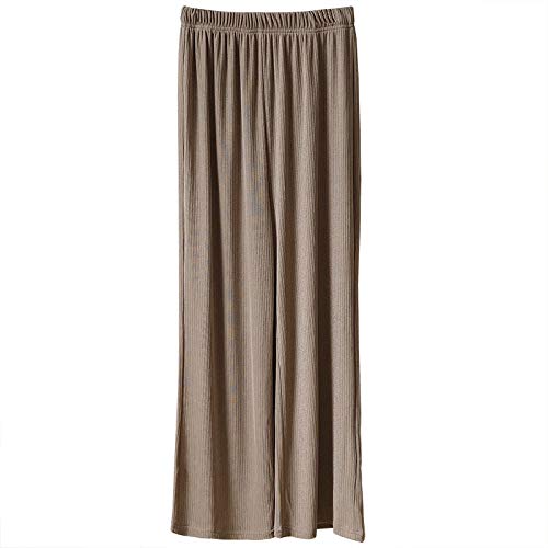 Pantalones de Pierna Ancha Sueltos de Seda de Hielo de Verano para Mujer Pantalones Casuales de Punto de Color sólido Salvaje de Moda