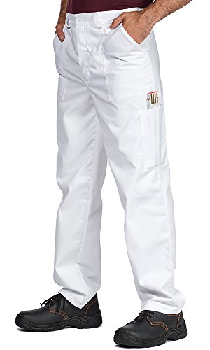 Pantalones de trabajo para hombre, S - XXXL, Pantalones de seguridad, Made in EU, Azul, Rojo, Verde, Bianco (XL, Blanco)