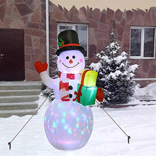panthem Muñeco de nieve inflable de 150 cm con luces LED giratorias, iluminación y ventilador, Papá Noel, iluminación de Navidad, decoración de jardín, patio, salón, balcón, exterior
