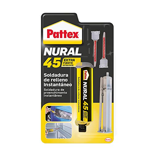 Pattex Nural 45 Adhesivo universal bicomponente con poder de relleno, Pattex soldadura de relleno instantáneo, adhesivo de montaje para unión fuerte en jeringa, 1 x 11 g