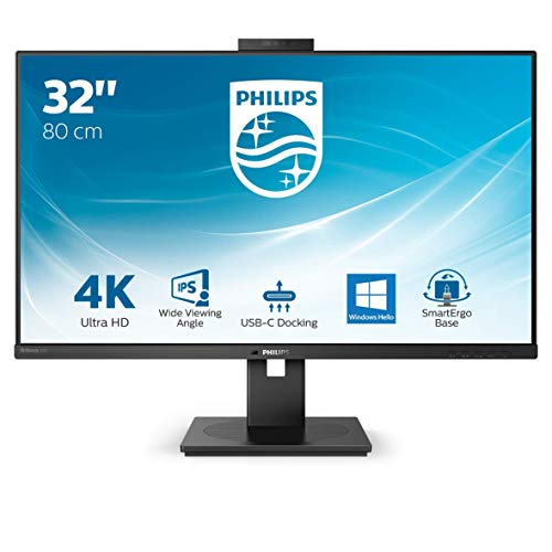 Philips 329P1H - Monitor UHD USB-C de 32 Pulgadas, cámara Web, Altura Regulable (3840 x 2160, 60 Hz, HDMI 2.0, DisplayPort, USB-C, RJ45, hub USB), Color Negro