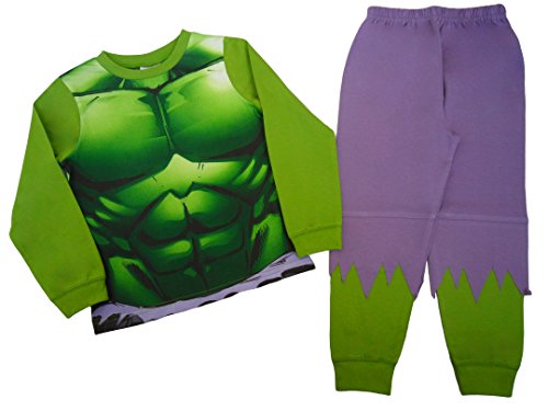 Pijama del increíble Hulk para niños desde 2 a 3 años hasta 7 a 8 años verde verde
