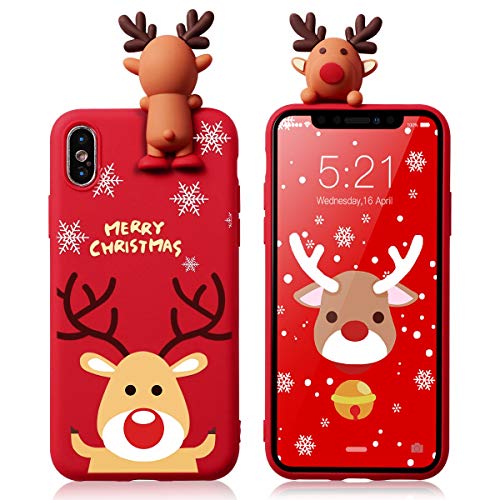 Pnakqil Funda iPhone 11 Pro MAX Silicona con Navidad 3D Dibujos Diseño Ultrafina Suave Carcasa Antigolpes TPU Protectora Piel Case Funda Navidad para Apple 11 Pro MAX, Elk 03