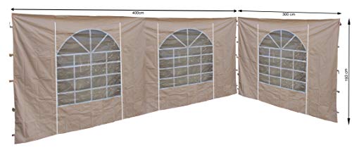 QUICK STAR 2 paredes laterales con ventana de PVC de 300 x 193 cm / 400 x 193 cm para carpa Sahara 3 x 4 m, color arena