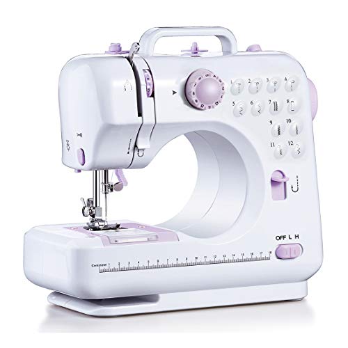 Signstek Máquina de coser eléctrica portátil 12 puntadas prensatelas intercambiables herramienta de costura doméstica Overlock multifunción