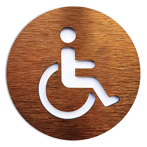 Silla de ruedas letrero de puerta - signo de baño - Handicap pegatinas - firmar - Señal pictograma cartel puerta - 12 x 12 cm - Fácil de instalar - Uso en interiores y exteriores