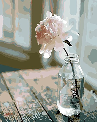 Sin Marco, Pintura por números Bricolaje DIY Pintura al óleo Vistoso Flor Rosada en Botella Impresión de la Lona Mural Decoración hogareña por Rihe