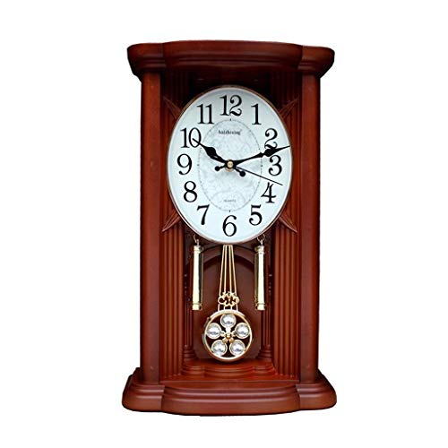 Sooiy Péndulo de Reloj de Escritorio Retro Reloj Reloj de Pared en la Pila de Madera con Reloj de Cuarzo y Carillon de Westminster Ajuste del Volumen Relojes de Chimenea,B