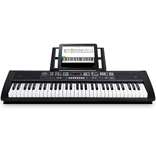 Souidmy Teclado piano eléctrico 61 teclas con Bluetooth, altavoces incorporados, fuente de alimentación dual, teclado portátil para principiantes (niños y adultos)