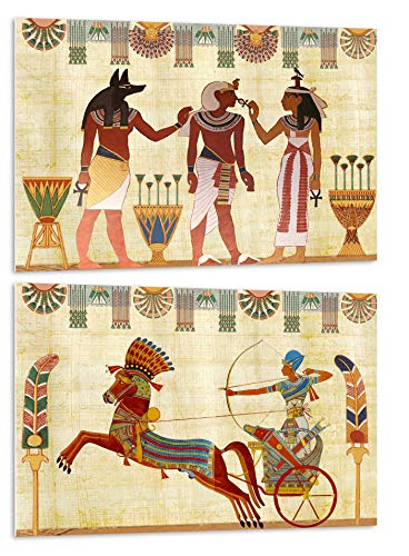 Tangerine Wall | Dos reproducciones de Antiguos papiros egipcios | Tamaño: 20x30 cm | Sticky: lámina rígida para apoyar o Colgar sin Agujeros