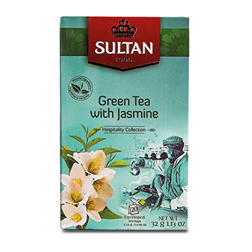 TÉ Sultan Té Verde marroquí con infusiones de jazmín (Paquete Individual - 20 bolsitas de té)