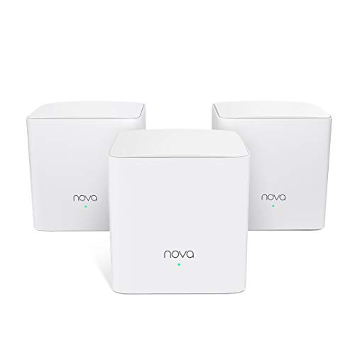 Tenda Nova mw5s (3 Pack) auténtica Banda Dual Malla WiFi (hasta 300 m², AC1200, de Alexa, Gigabit LAN/WAN, QoS, para Casas, oficinas, Viviendas) Equivalente a Router, Power Line & Repetidor