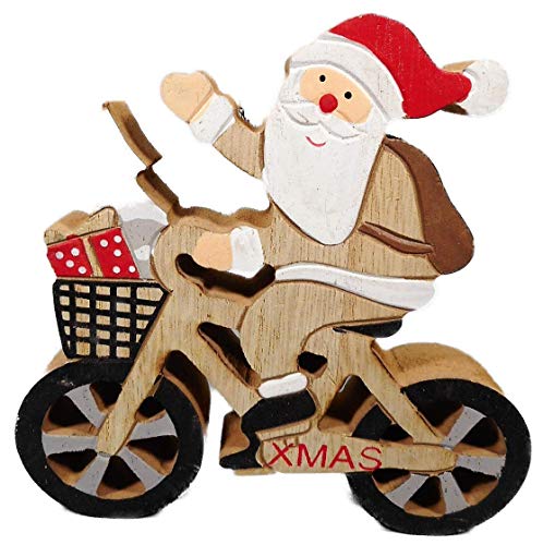Trends & Trade X-Mas F65 - Figura de Papá Noel en bicicleta (13 x 13 cm, madera)