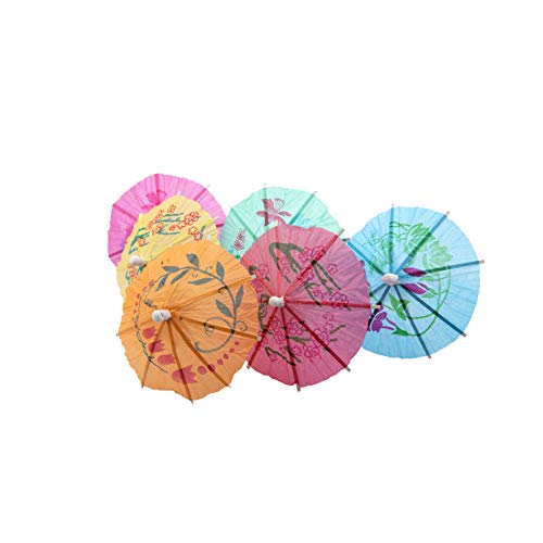 TRIXES 24 x Parasoles de Papel Colorido - para Fiestas, Decoración para Bebidas y Cócteles - Colores Surtidos - Sombrillas para Fiestas