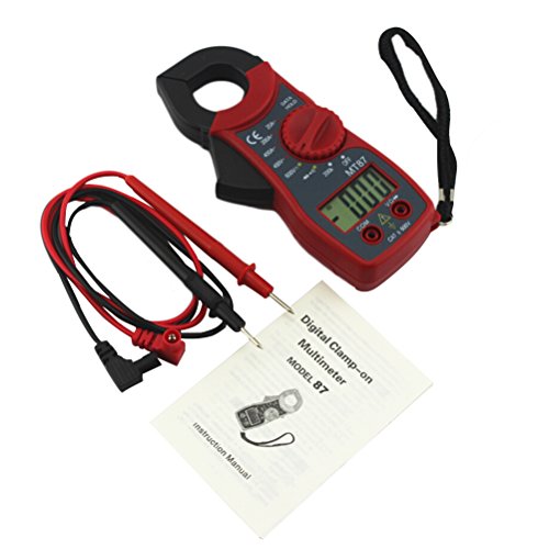 UEETEK Pinza Amperimétrica Multímetro digital Amper amperimétrica Corriente Pinza Probador de voltaje de corriente CA/CC MT87 (Rojo)