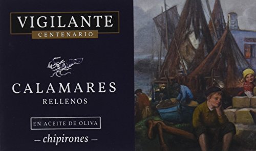 Vigilante Centenario Calamares Rellenos en Aceite de Oliva - 5 Paquetes de 111 gr - Total: 555 gr