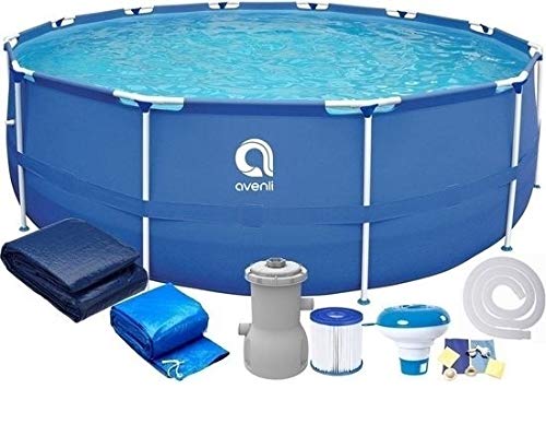 Viking Sports Avenli Frame Pool Piscina Desmontable Tubular - 366x76 cm - Completa con Filtro y Bomba - con Tapa - Azul