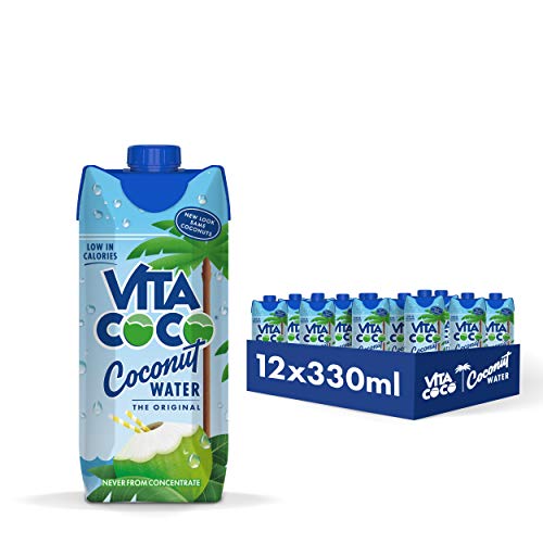 Vita Coco - Agua De Coco Pura (330ml x 12) - Hidratante Natural - Repleto de Electrolitos - Sin Gluten - Lleno de Vitamina C y Potasio